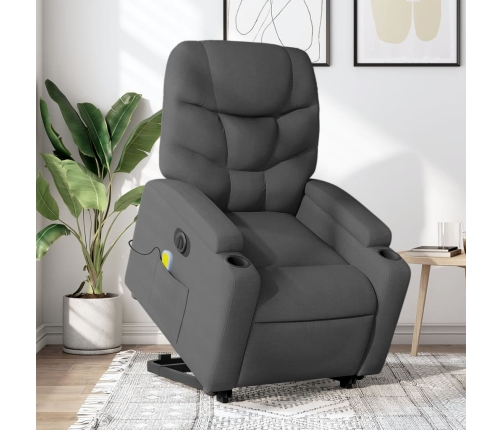 Sillón de masaje eléctrico reclinable elevable tela gris oscuro