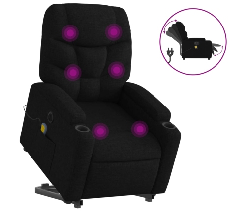 Sillón de masaje eléctrico reclinable elevable tela negro