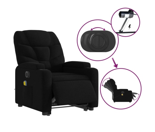 Sillón de masaje eléctrico reclinable elevable tela negro