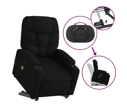 Sillón de masaje eléctrico reclinable elevable tela negro