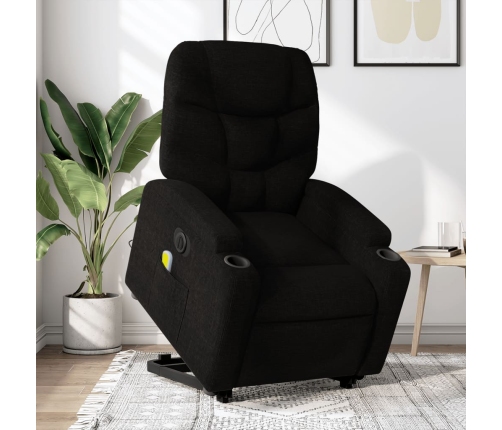 Sillón de masaje eléctrico reclinable elevable tela negro