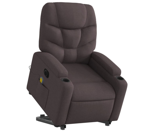 Sillón masaje eléctrico reclinable elevable tela marrón oscuro