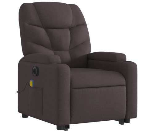 Sillón masaje eléctrico reclinable elevable tela marrón oscuro