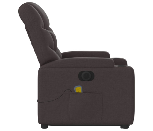 Sillón masaje eléctrico reclinable elevable tela marrón oscuro