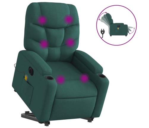 Sillón masaje eléctrico reclinable elevable tela verde oscuro