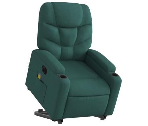 Sillón masaje eléctrico reclinable elevable tela verde oscuro