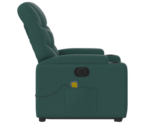 Sillón masaje eléctrico reclinable elevable tela verde oscuro