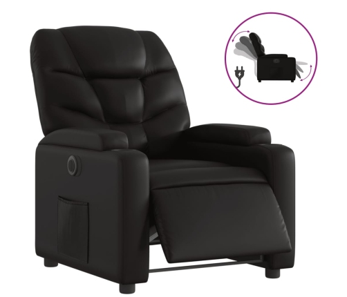 Sillón reclinable eléctrico de cuero sintético negro