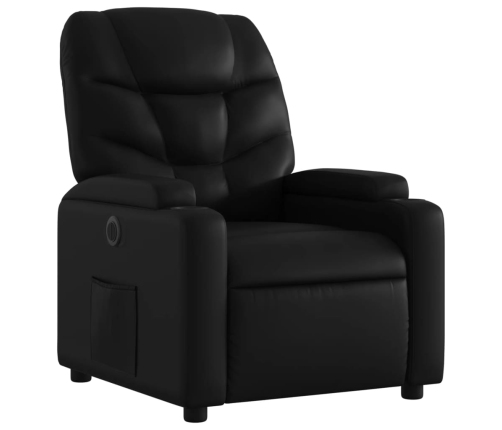 Sillón reclinable eléctrico de cuero sintético negro