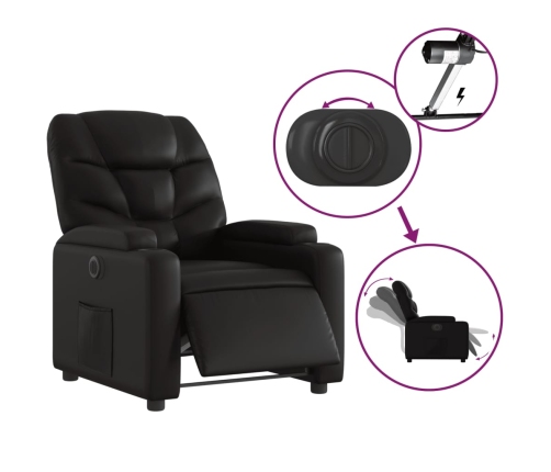 Sillón reclinable eléctrico de cuero sintético negro