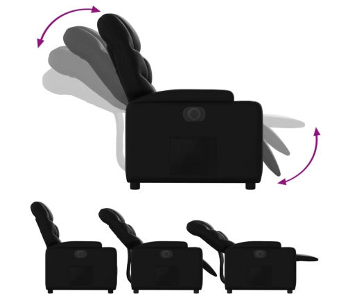 Sillón reclinable eléctrico de cuero sintético negro