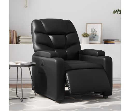 Sillón reclinable eléctrico de cuero sintético negro