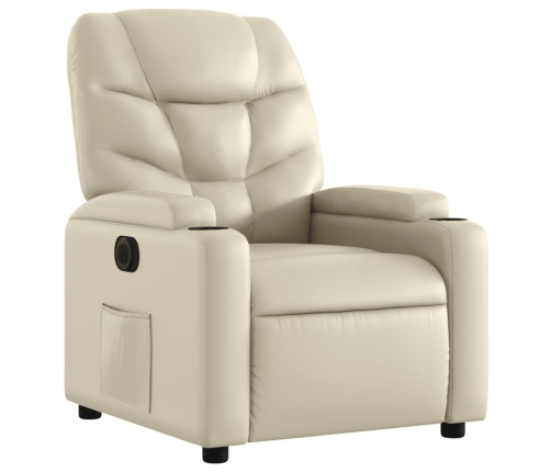 Sillón reclinable eléctrico de cuero sintético crema