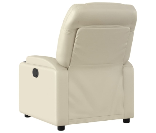 Sillón reclinable eléctrico de cuero sintético crema