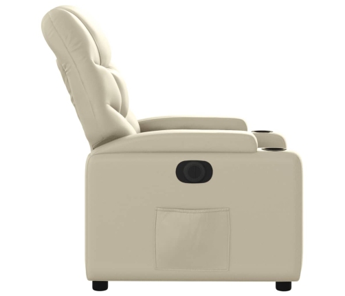 Sillón reclinable eléctrico de cuero sintético crema