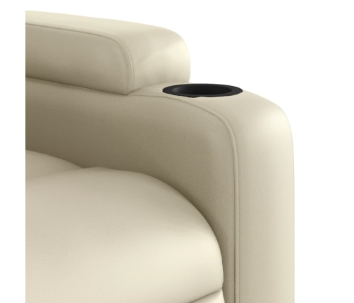 Sillón reclinable eléctrico de cuero sintético crema