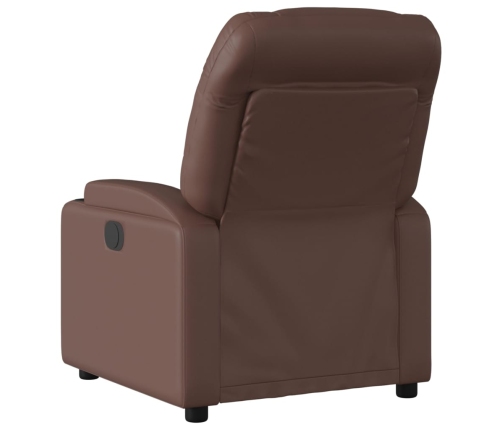 Sillón reclinable eléctrico de cuero sintético marrón