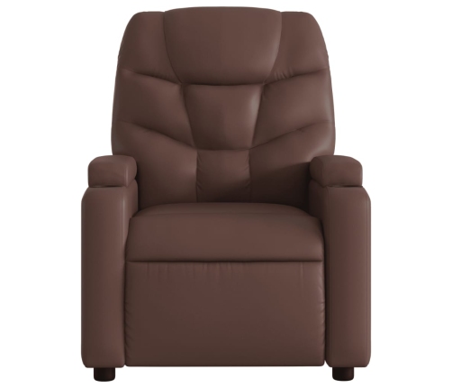 Sillón reclinable eléctrico de cuero sintético marrón