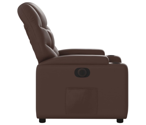 Sillón reclinable eléctrico de cuero sintético marrón