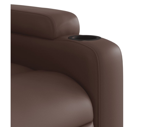 Sillón reclinable eléctrico de cuero sintético marrón