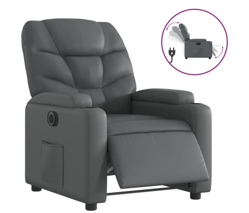 Sillón reclinable eléctrico de cuero sintético gris