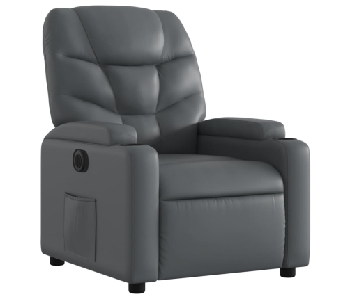 Sillón reclinable eléctrico de cuero sintético gris