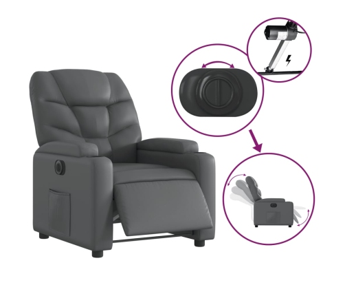 Sillón reclinable eléctrico de cuero sintético gris