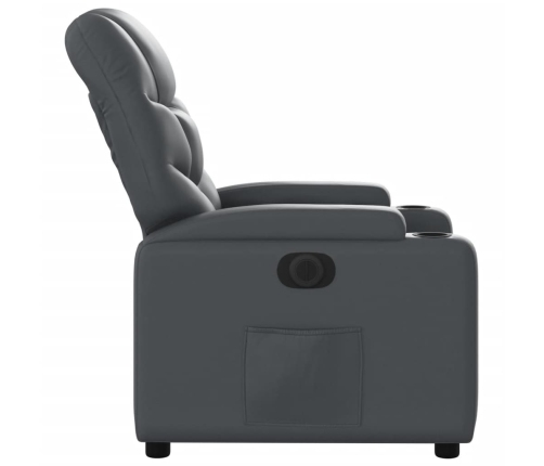 Sillón reclinable eléctrico de cuero sintético gris