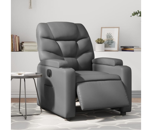 Sillón reclinable eléctrico de cuero sintético gris