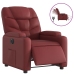 Sillón reclinable eléctrico de cuero sintético rojo tinto