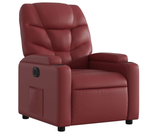 Sillón reclinable eléctrico de cuero sintético rojo tinto