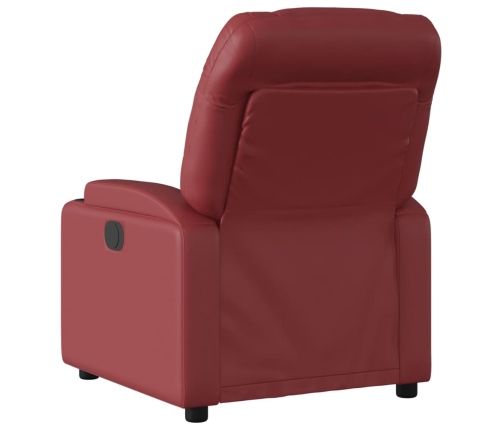 Sillón reclinable eléctrico de cuero sintético rojo tinto