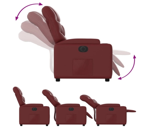 Sillón reclinable eléctrico de cuero sintético rojo tinto