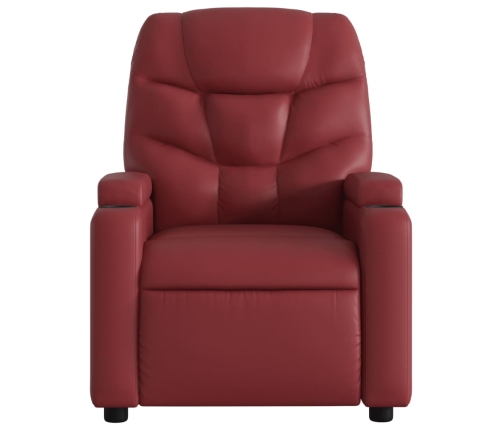 Sillón reclinable eléctrico de cuero sintético rojo tinto