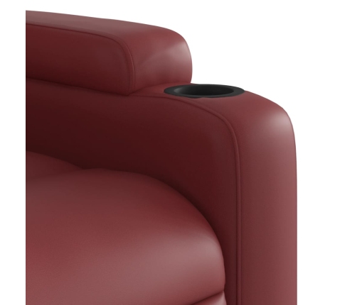 Sillón reclinable eléctrico de cuero sintético rojo tinto