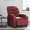 Sillón reclinable eléctrico de cuero sintético rojo tinto