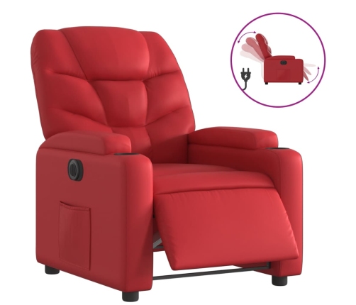 Sillón reclinable eléctrico de cuero sintético rojo