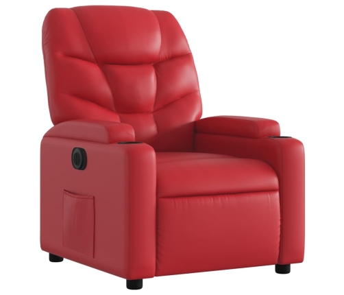 Sillón reclinable eléctrico de cuero sintético rojo