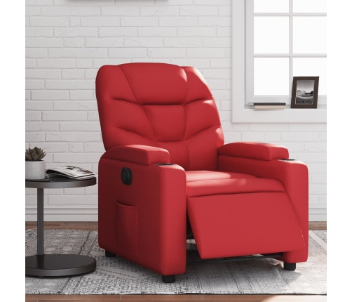 Sillón reclinable eléctrico de cuero sintético rojo