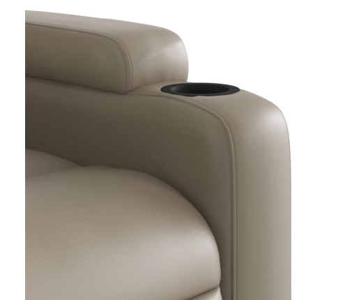 Sillón reclinable eléctrico de cuero sintético color capuchino