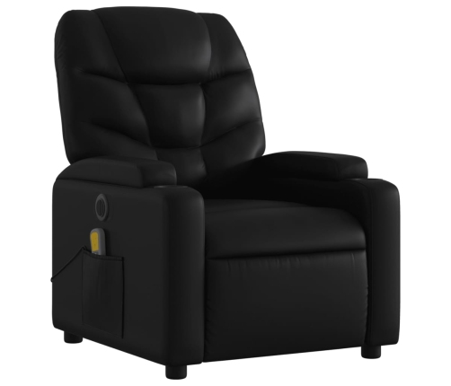 Sillón de masaje reclinable eléctrico cuero sintético negro