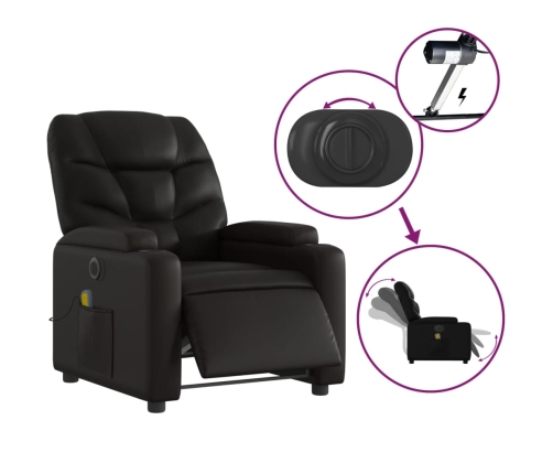 Sillón de masaje reclinable eléctrico cuero sintético negro