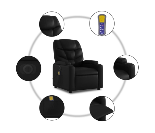 Sillón de masaje reclinable eléctrico cuero sintético negro