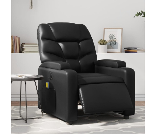 Sillón de masaje reclinable eléctrico cuero sintético negro