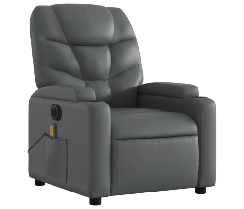 Sillón de masaje reclinable eléctrico cuero sintético gris