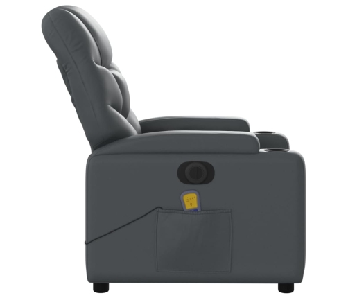 Sillón de masaje reclinable eléctrico cuero sintético gris