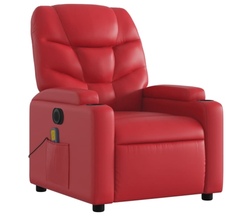 Sillón de masaje reclinable eléctrico de cuero artificial rojo