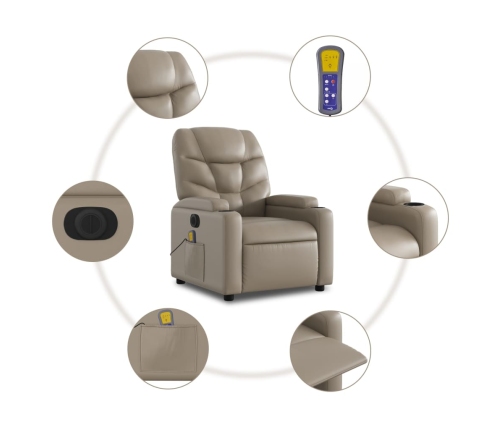 Sillón reclinable de masaje eléctrico cuero sintético capuchino