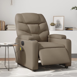 Sillón reclinable de masaje eléctrico cuero sintético capuchino