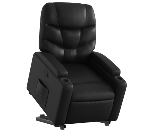 Sillón reclinable elevable cuero artificial negro